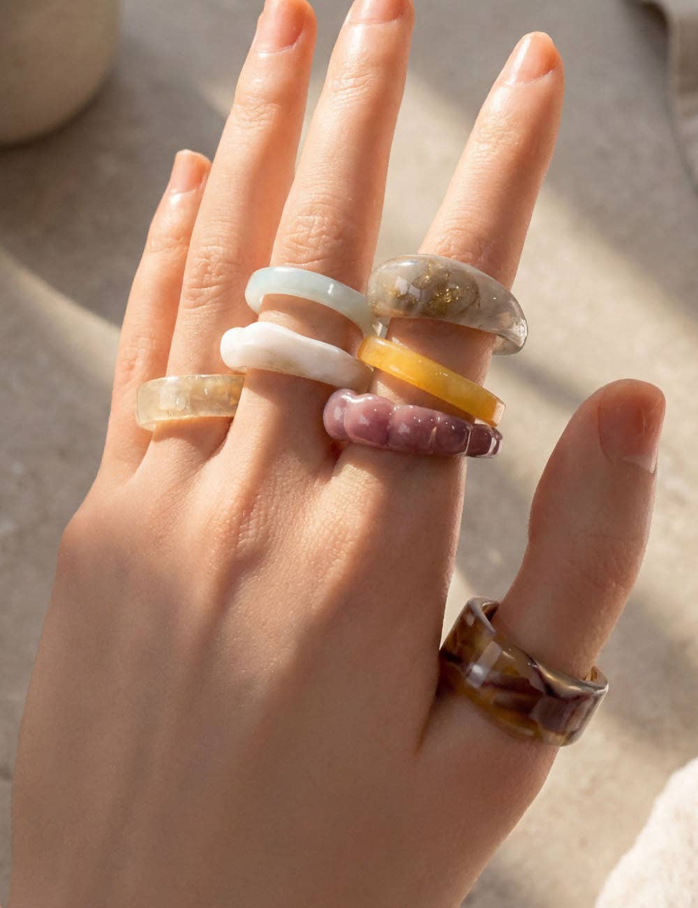 7-Piece Resin Ring Set - Style 2