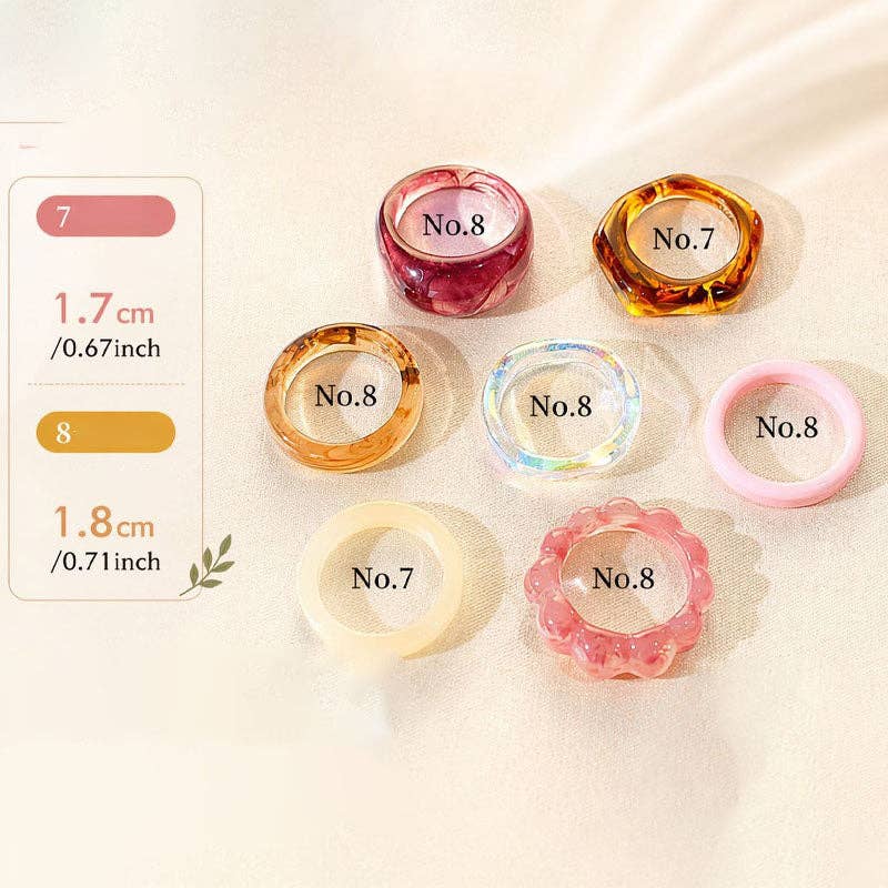 7-Piece Resin Ring Set - Style 1
