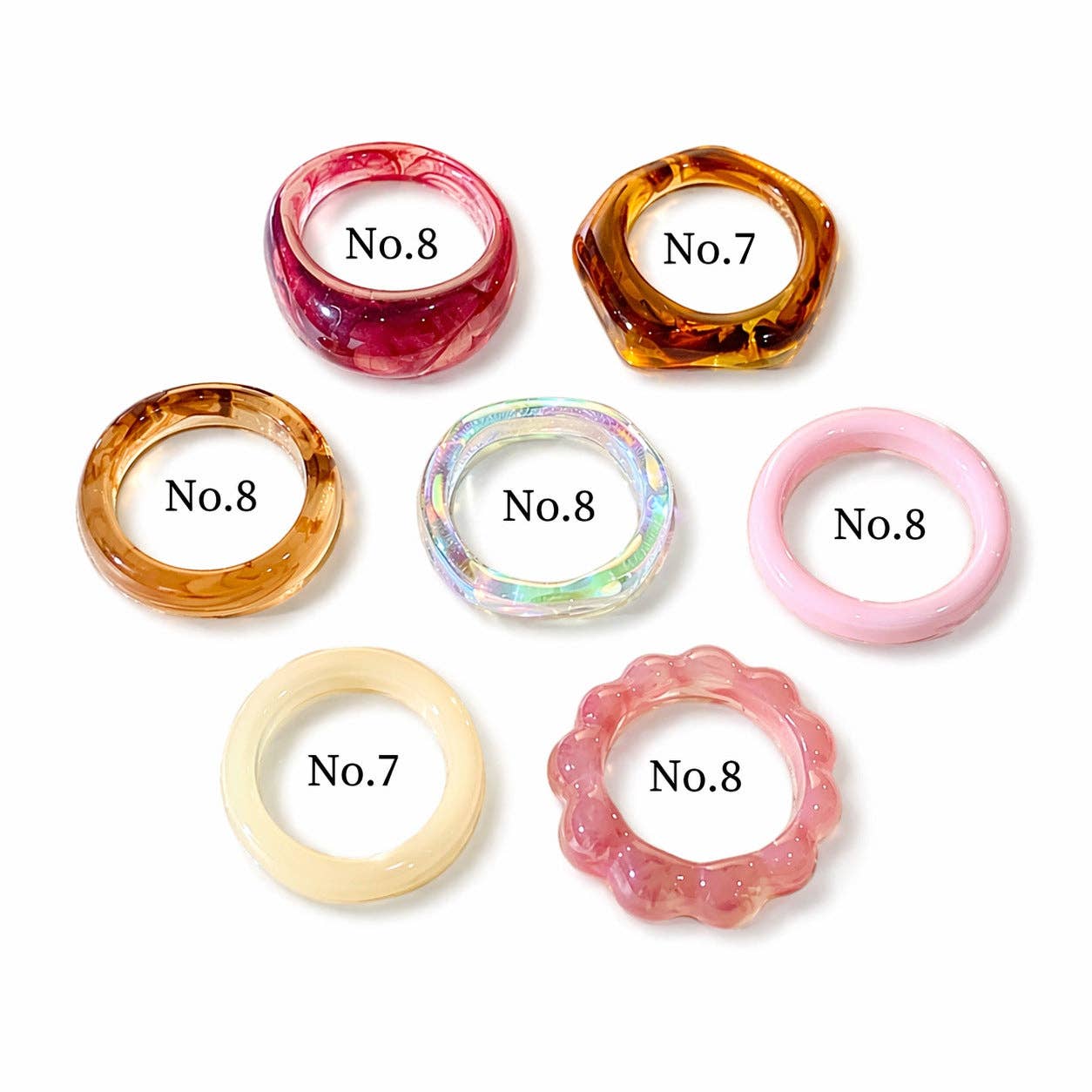 7-Piece Resin Ring Set - Style 1