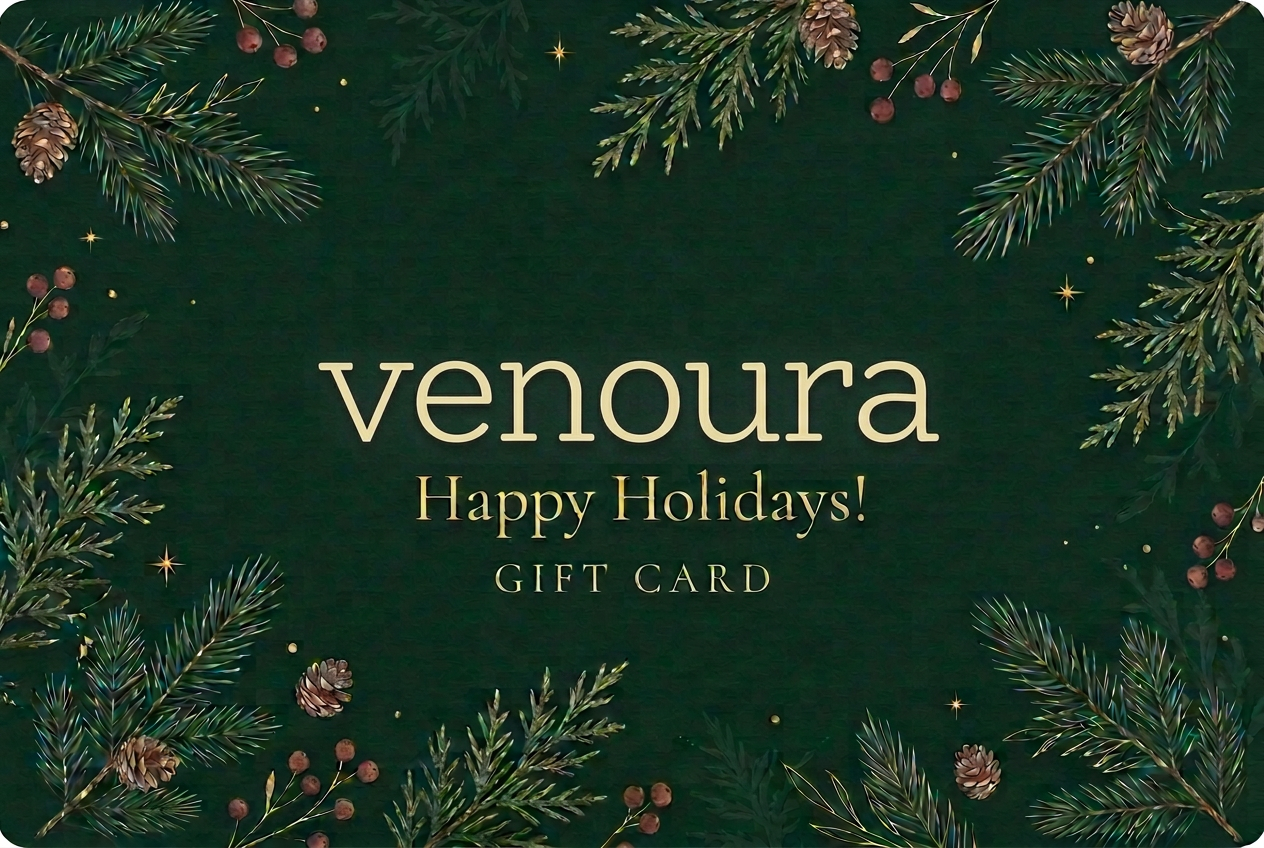 Holiday gift card with slightly heavier Nixie One-style logo
